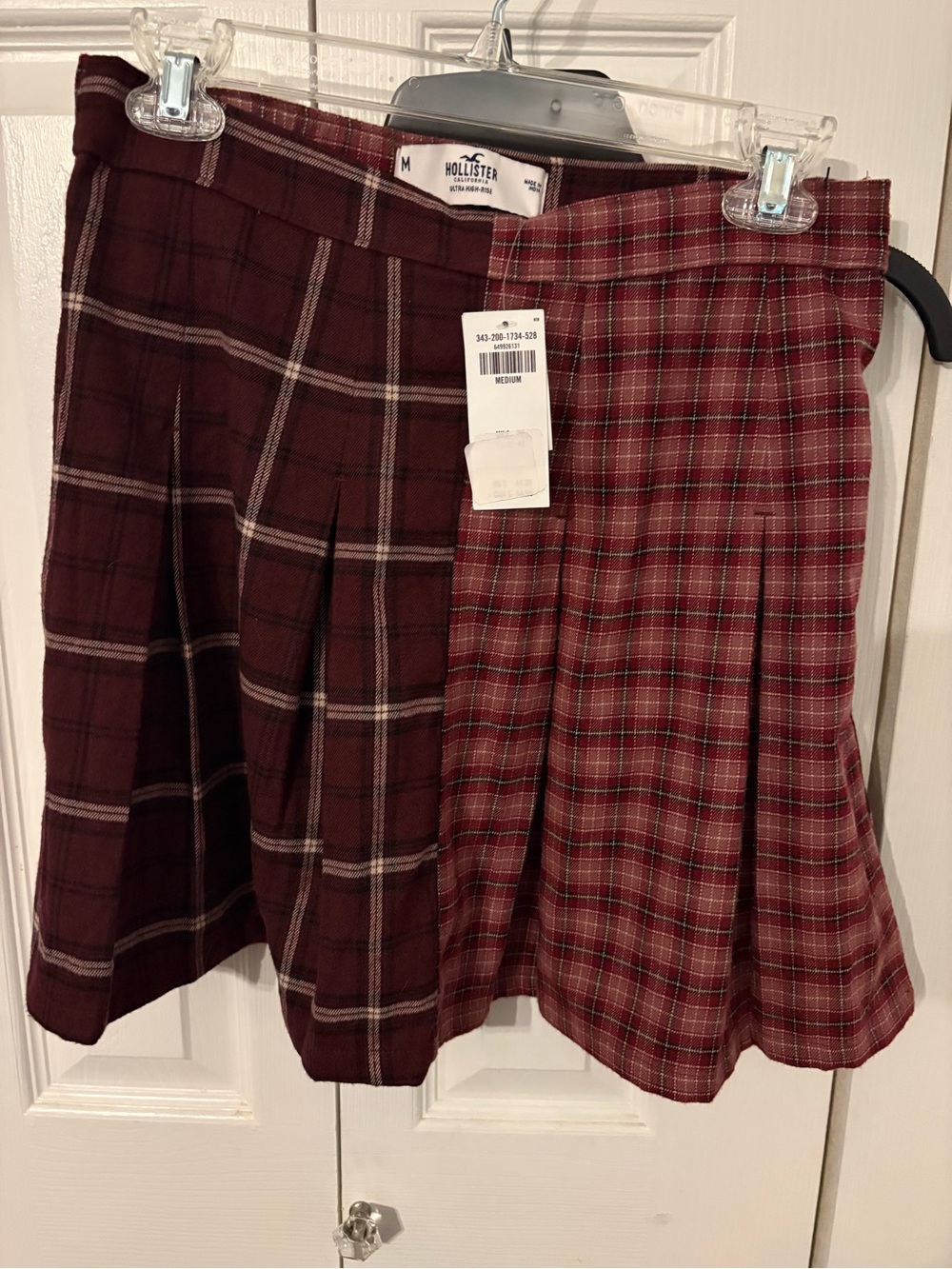 Hollister Red Plaid Pleated Skirt